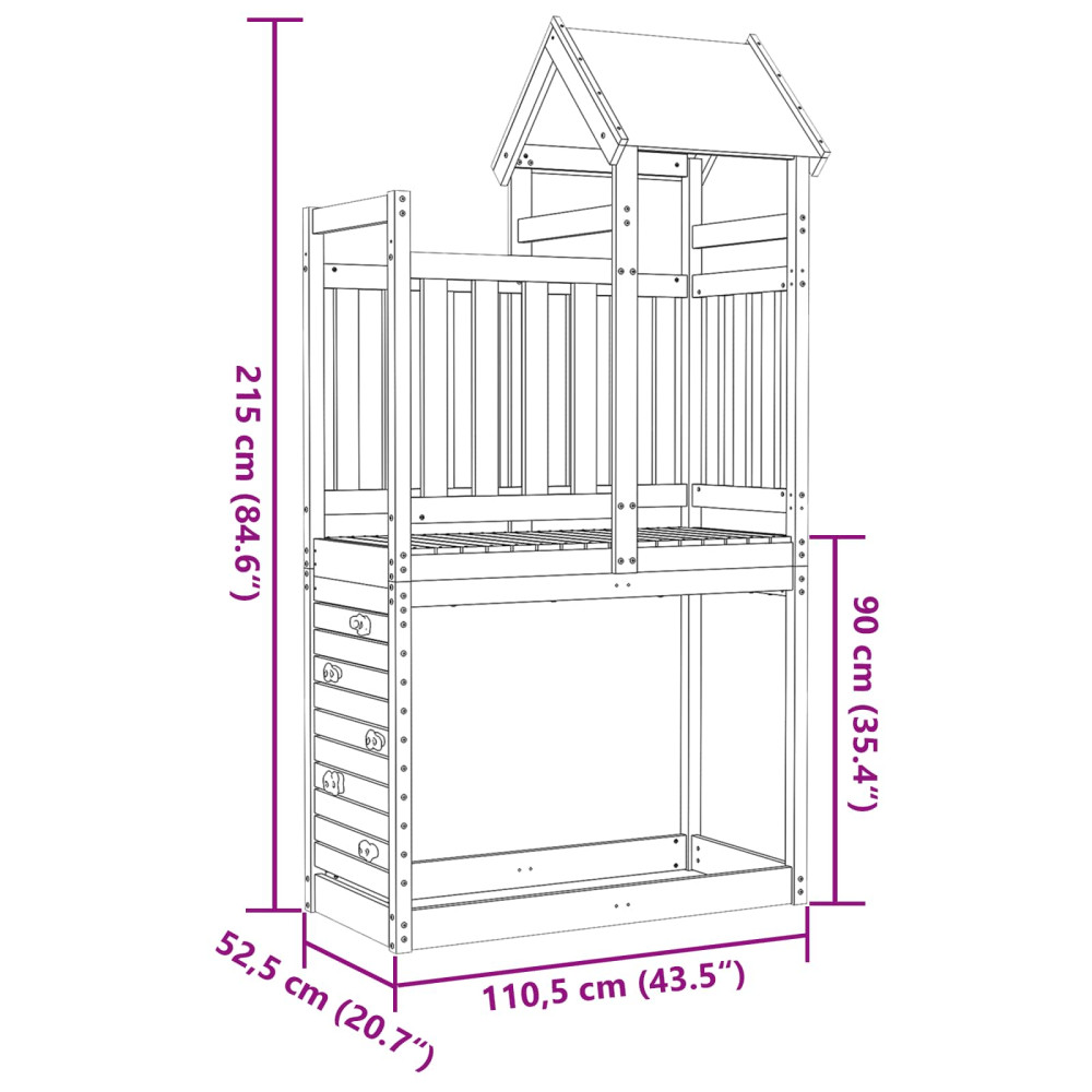 Produktbild för Lekstapel Brun 110.5 x 52.5 x 215 cm Massiv Douglas-trä