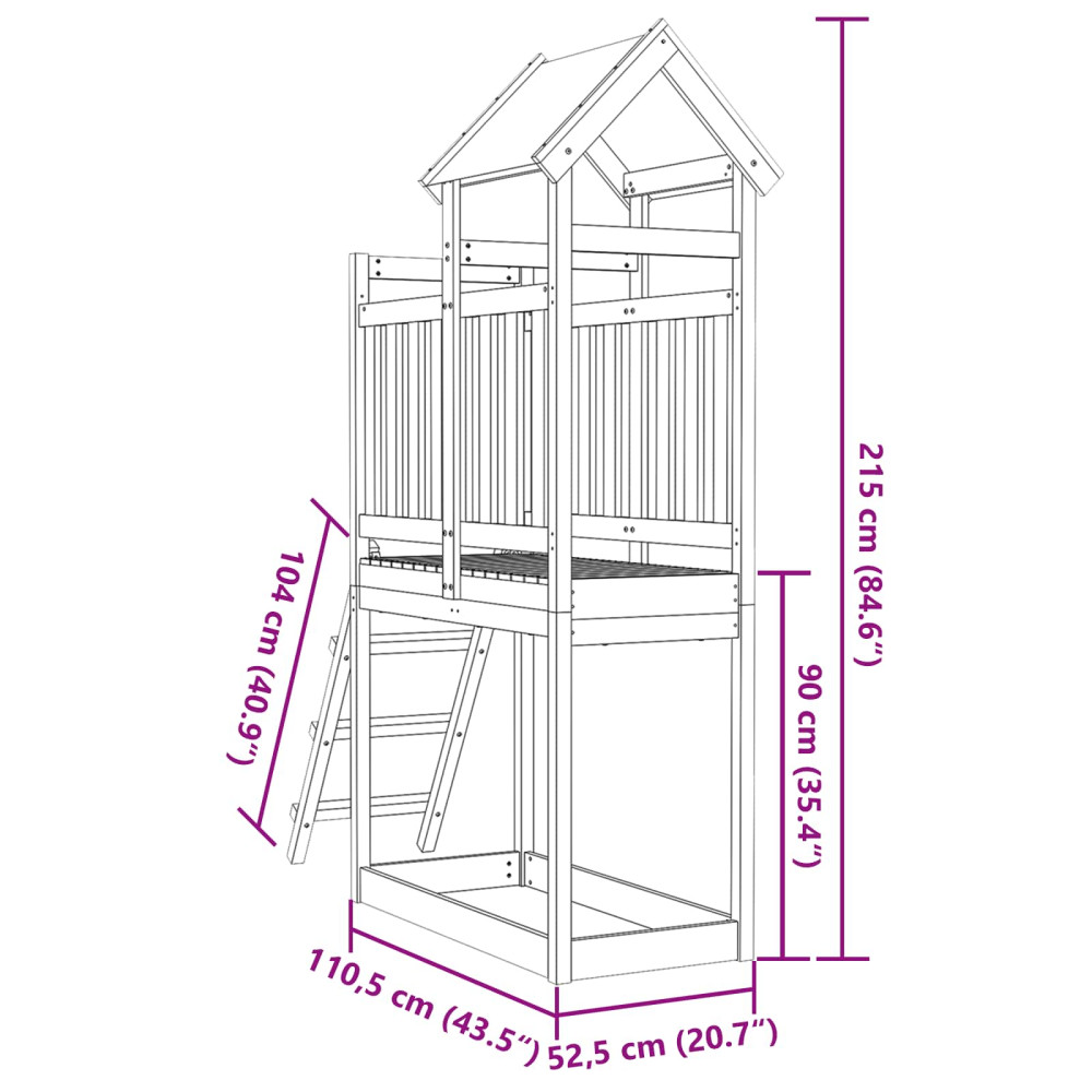 Produktbild för Lekstapel Brun 52,5 x 110,5 x 215 cm Massiv Douglas-trä