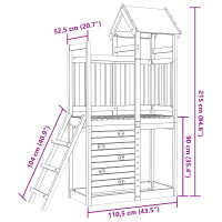 Produktbild för Lekstapel Brun 110,5 x 52,5 x 215 cm Massivt douglas-trä