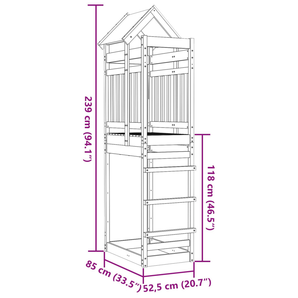 Produktbild för Lekstapel Brun 52.5 x 85 x 239 cm Massiv Impregnerat Trä