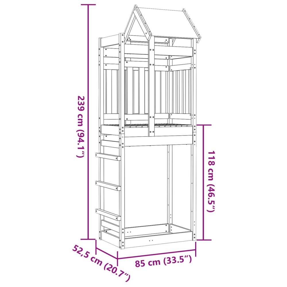 Produktbild för Lekstapel Brun 85 x 52,5 x 239 cm Massiv Impregnerat Trä