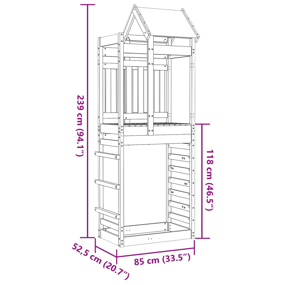 Produktbild för Lekstapel Brun 85 x 52,5 x 239 cm Massiv Impregnerat Trä
