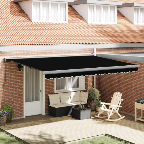 vidaXL Utdragbar markis Svart 4 × 3 m Canvas och Aluminium