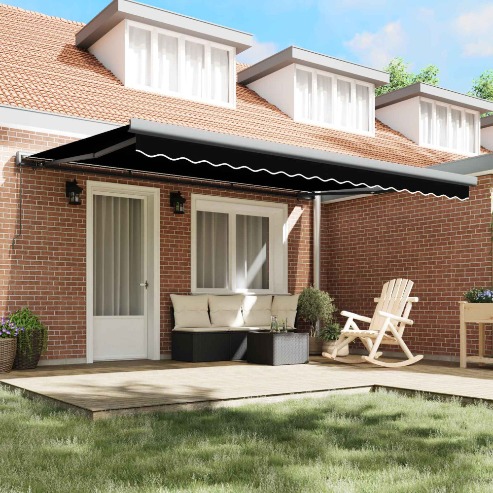 Produktbild för Utdragbar markis Svart 4 × 3 m Canvas och Aluminium
