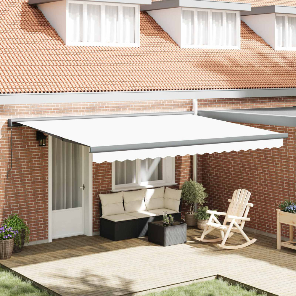 Produktbild för Utfällbar markis Vit 4 × 3 m Canvas och Aluminium