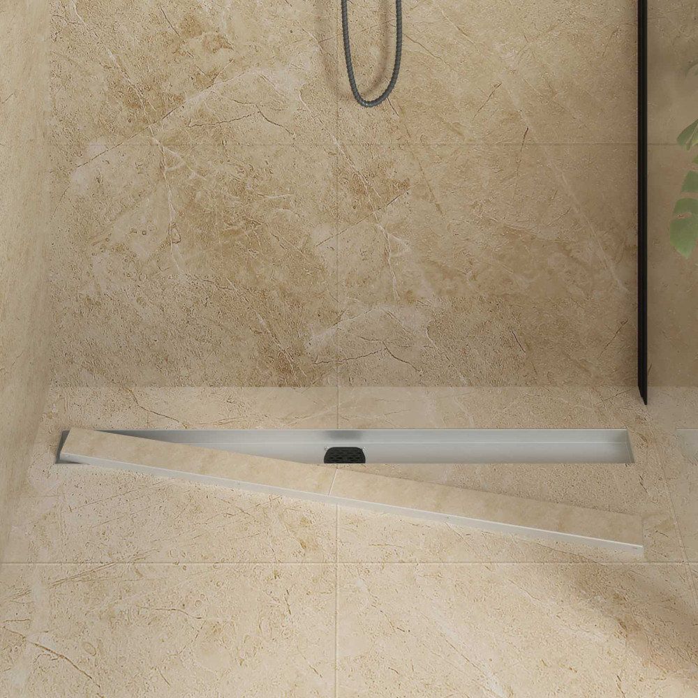 Produktbild för Duschavlopp 2-i-1 med 360° Siphon Silver 100 cm