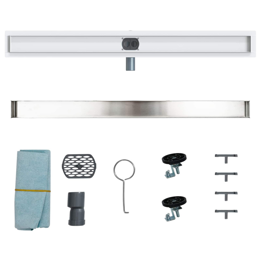 Produktbild för Duschavlopp 2-i-1 med 360° Siphon Silver 100 cm