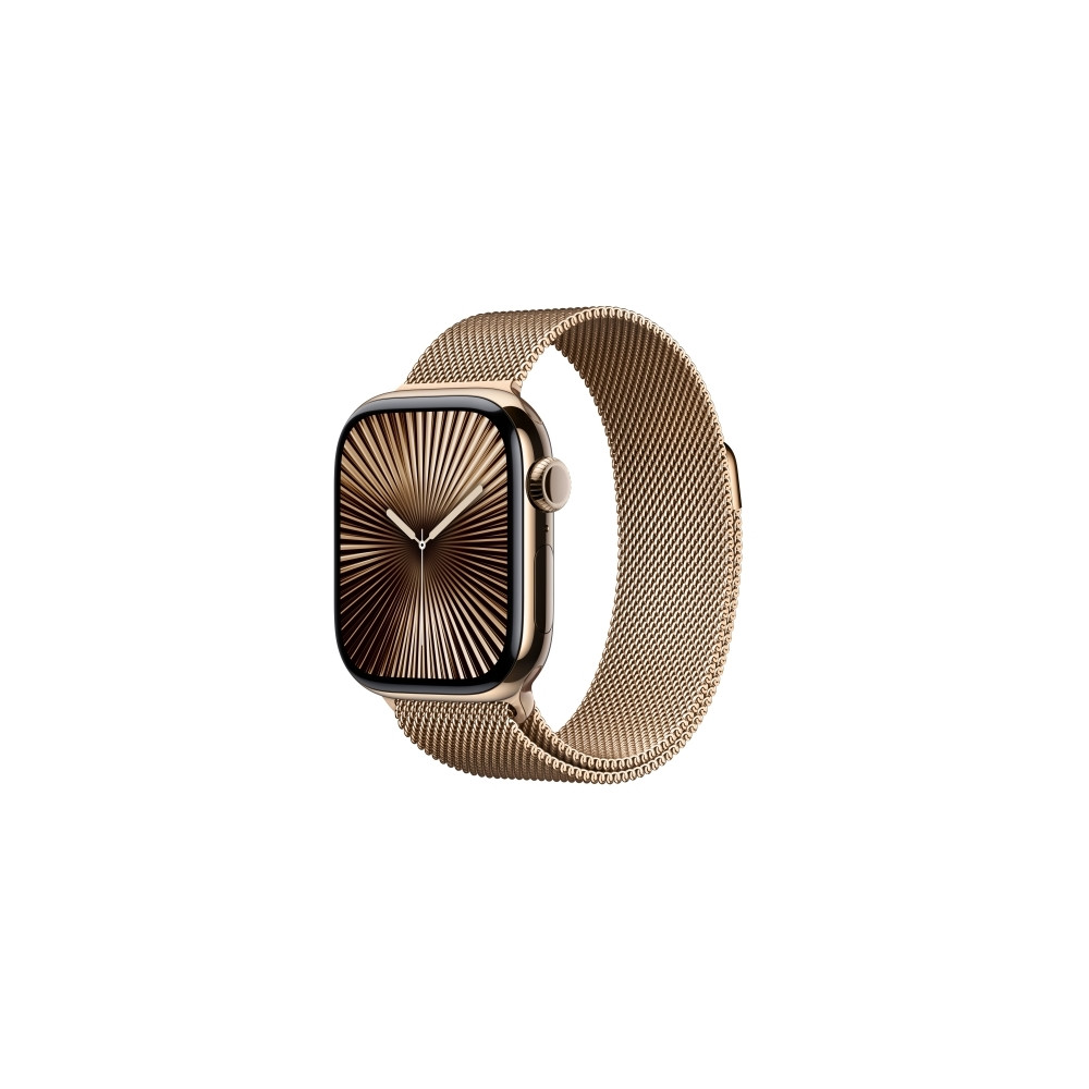 Produktbild för Apple Watch Series 10 (GPS + Cellular) - guld titan - smart klocka med milanesisk loop - guld - 64 GB