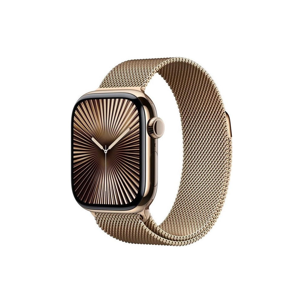 Produktbild för Apple Watch Series 10 (GPS + Cellular) - guld titan - smart klocka med milanesisk loop - guld - 64 GB