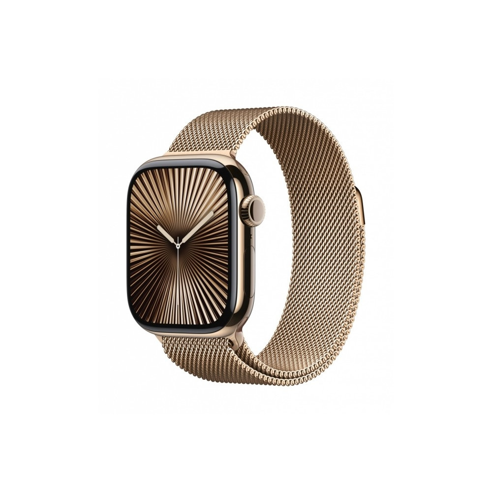 Produktbild för Apple Watch Series 10 (GPS + Cellular) - guld titan - smart klocka med milanesisk loop - guld - 64 GB