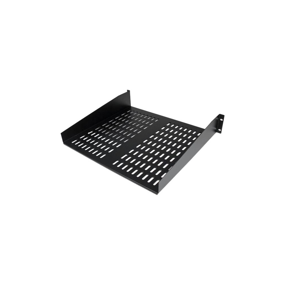 Produktbild för StarTech.com 2U serverrackhylla - Universell ventilerad fribärande serverhylla med rackfäste för 19-tums nätverksutrustning i rack och skåp - Kraftigt stål - Viktkapacitet 23 kg - 41 cm djup hylla, svart - hylla för rack - 2U