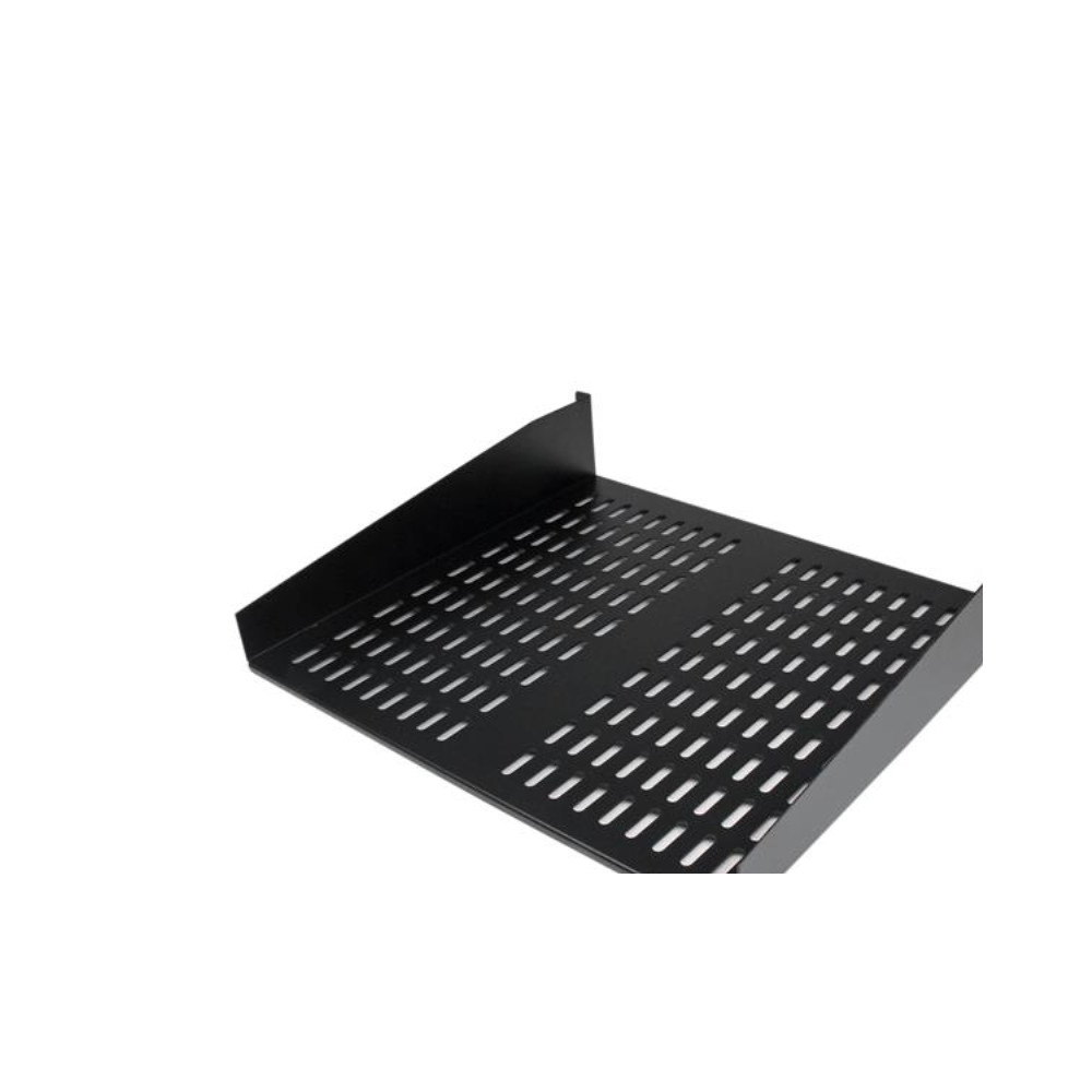 Produktbild för StarTech.com 2U serverrackhylla - Universell ventilerad fribärande serverhylla med rackfäste för 19-tums nätverksutrustning i rack och skåp - Kraftigt stål - Viktkapacitet 23 kg - 41 cm djup hylla, svart - hylla för rack - 2U