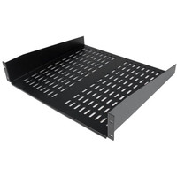 Produktbild för StarTech.com 2U serverrackhylla - Universell ventilerad fribärande serverhylla med rackfäste för 19-tums nätverksutrustning i rack och skåp - Kraftigt stål - Viktkapacitet 23 kg - 41 cm djup hylla, svart - hylla för rack - 2U
