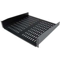 Produktbild för StarTech.com 2U serverrackhylla - Universell ventilerad fribärande serverhylla med rackfäste för 19-tums nätverksutrustning i rack och skåp - Kraftigt stål - Viktkapacitet 23 kg - 41 cm djup hylla, svart - hylla för rack - 2U
