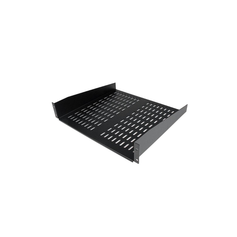 Produktbild för StarTech.com 2U serverrackhylla - Universell ventilerad fribärande serverhylla med rackfäste för 19-tums nätverksutrustning i rack och skåp - Kraftigt stål - Viktkapacitet 23 kg - 41 cm djup hylla, svart - hylla för rack - 2U