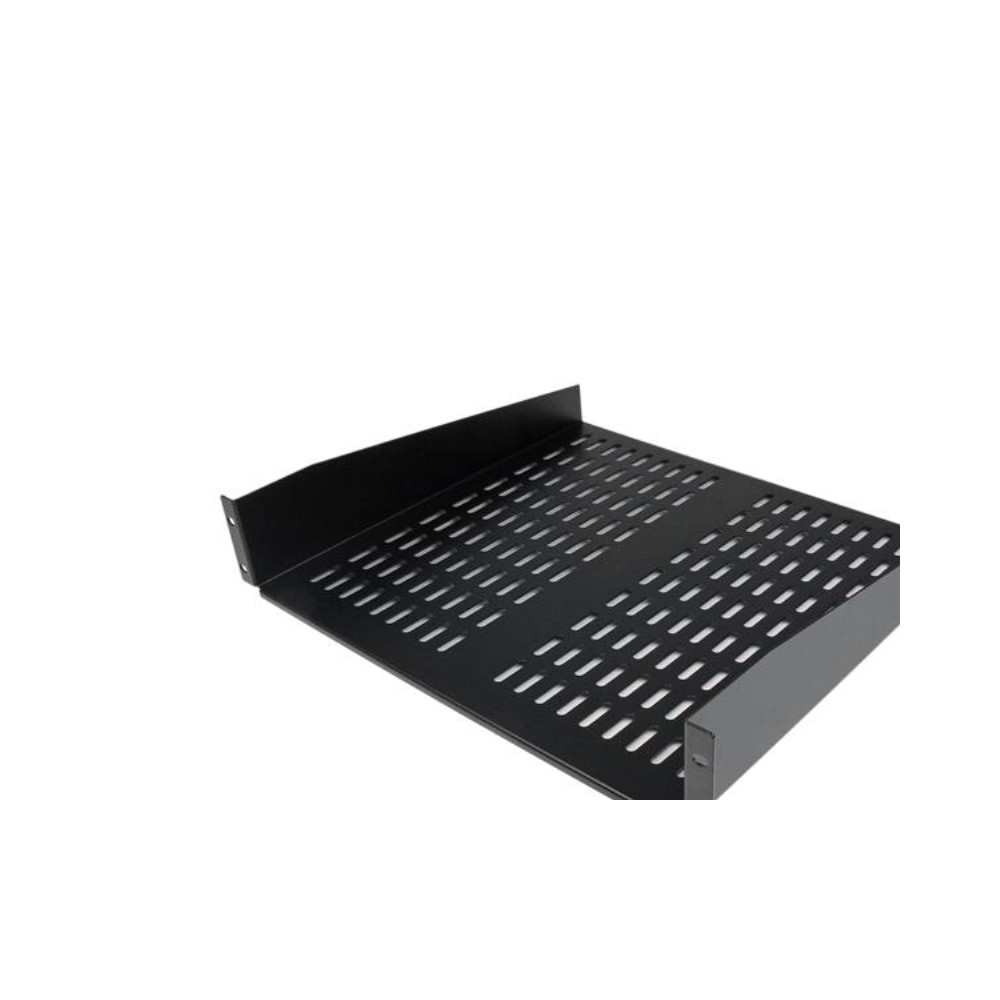 Produktbild för StarTech.com 2U serverrackhylla - Universell ventilerad fribärande serverhylla med rackfäste för 19-tums nätverksutrustning i rack och skåp - Kraftigt stål - Viktkapacitet 23 kg - 41 cm djup hylla, svart - hylla för rack - 2U