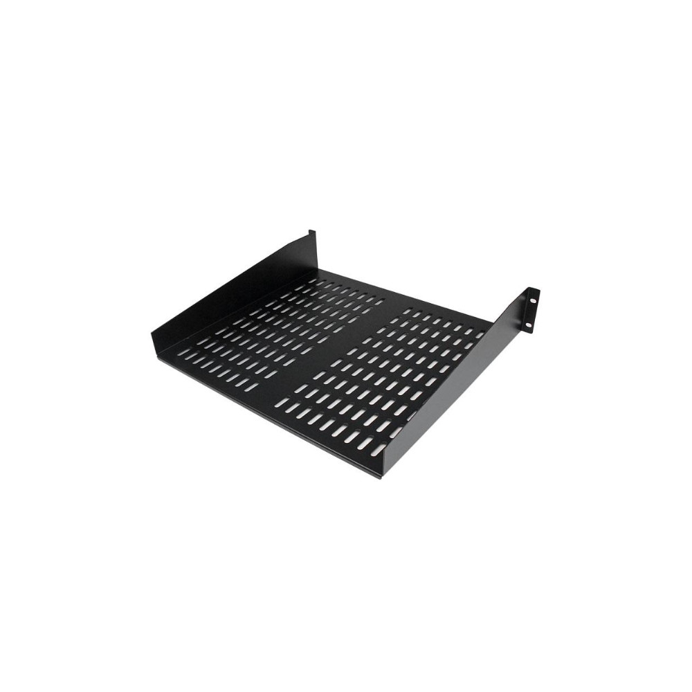 Produktbild för StarTech.com 2U serverrackhylla - Universell ventilerad fribärande serverhylla med rackfäste för 19-tums nätverksutrustning i rack och skåp - Kraftigt stål - Viktkapacitet 23 kg - 41 cm djup hylla, svart - hylla för rack - 2U