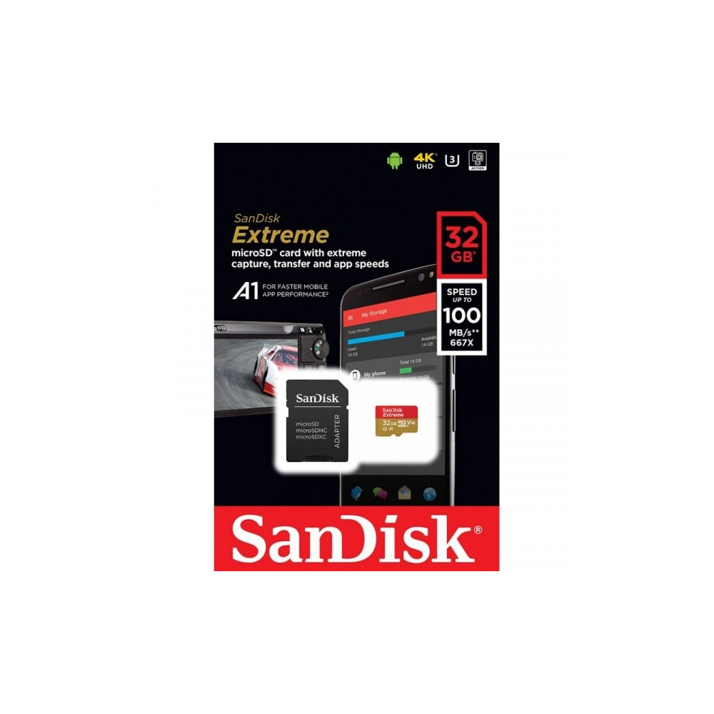 Produktbild för SanDisk Extreme - flash-minneskort - 32 GB - microSDHC UHS-I