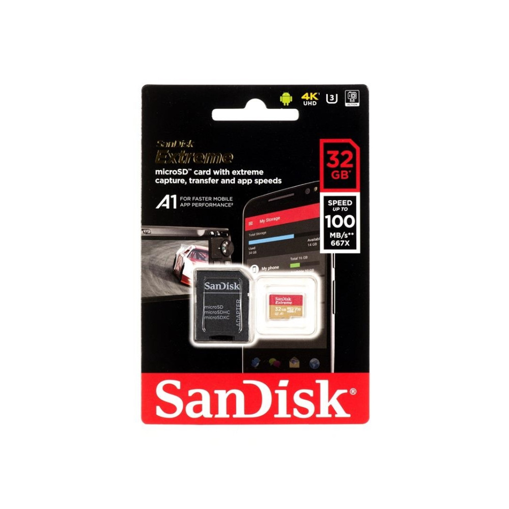 Produktbild för SanDisk Extreme - flash-minneskort - 32 GB - microSDHC UHS-I