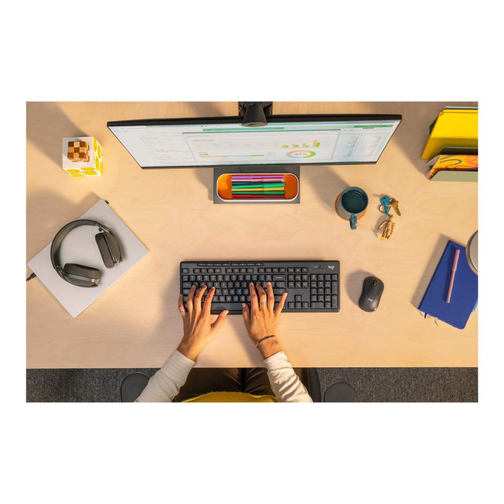 Produktbild för Logitech MK370 Combo for Business - sats med tangentbord och mus - QWERTY - USA, internationellt - grafit Inmatningsenhet