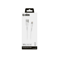 Produktbild för SBS TECABLEUSBIP589W, 1 m, Lightning, USB A, Hankoppling, Ha...