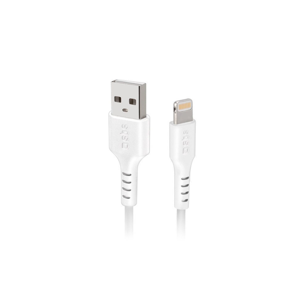Produktbild för SBS TECABLEUSBIP589W, 1 m, Lightning, USB A, Hankoppling, Ha...