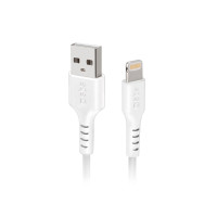 Produktbild för SBS TECABLEUSBIP589W, 1 m, Lightning, USB A, Hankoppling, Ha...