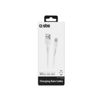 Produktbild för SBS TECABLEUSBIP589W, 1 m, Lightning, USB A, Hankoppling, Ha...
