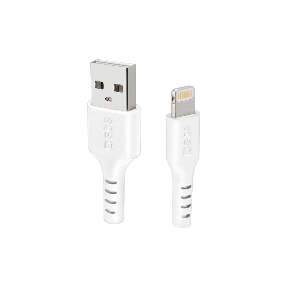 Produktbild för SBS TECABLEUSBIP589W, 1 m, Lightning, USB A, Hankoppling, Ha...