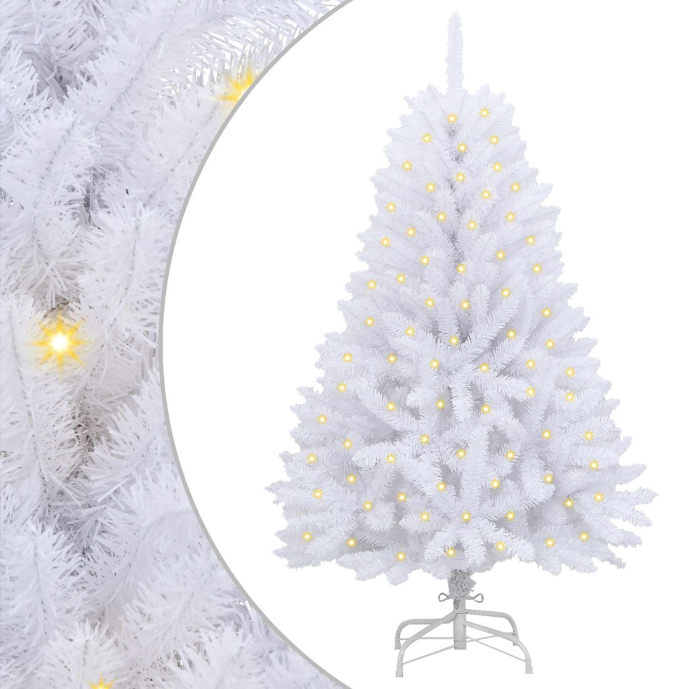 Produktbild för Konstgjord julgran med 150 LED-lampor Vit 150 cm PVC och metall