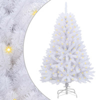 Produktbild för Konstgjord julgran med 150 LED-lampor Vit 150 cm PVC och metall