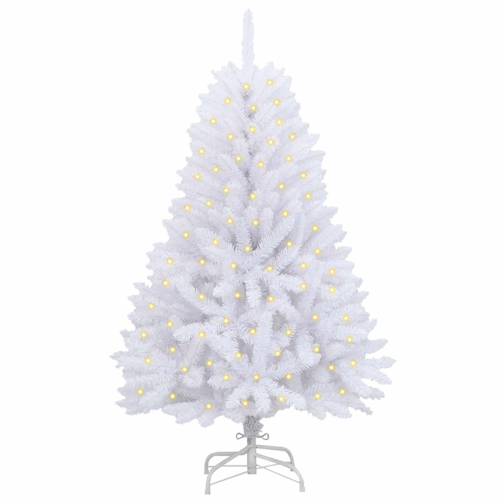 Produktbild för Konstgjord julgran med 150 LED-lampor Vit 150 cm PVC och metall