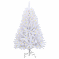 Produktbild för Konstgjord julgran med 150 LED-lampor Vit 150 cm PVC och metall