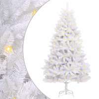 Produktbild för Konstgjord julgran med 300 LED-lampor Vit 210 cm PVC och metall