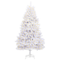 Produktbild för Konstgjord julgran med 300 LED-lampor Vit 210 cm PVC och metall