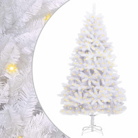 Produktbild för Konstgjord julgran med 300 LED-lampor Vit 240 cm PVC och metall