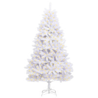 Produktbild för Konstgjord julgran med 300 LED-lampor Vit 240 cm PVC och metall
