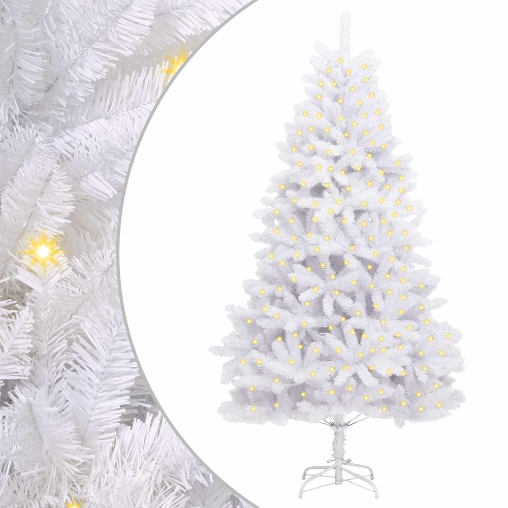Produktbild för Konstgjord julgran med 300 LED-lampor Vit 270 cm PVC och metall