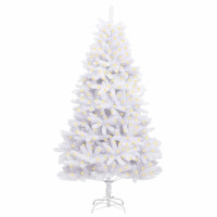 Produktbild för Konstgjord julgran med 300 LED-lampor Vit 270 cm PVC och metall