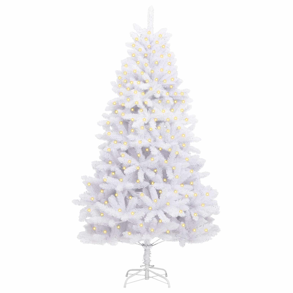 Produktbild för Konstgjord julgran med 300 LED-lampor Vit 300 cm PVC och metall