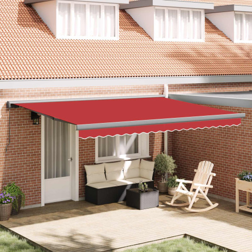 vidaXL Utfällbar markis Röd 4 × 3 m Canvas och Aluminium