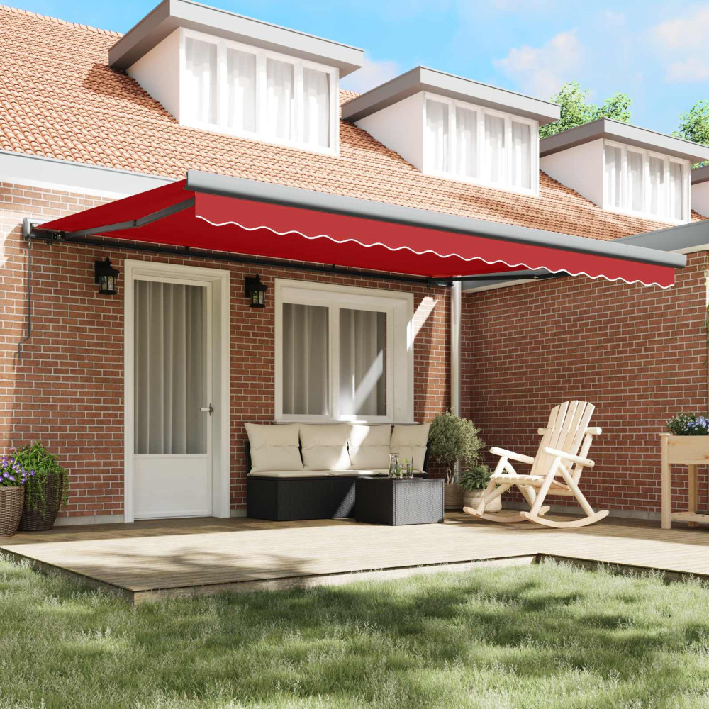 Produktbild för Utfällbar markis Röd 4 × 3 m Canvas och Aluminium