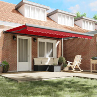 Produktbild för Utfällbar markis Röd 4 × 3 m Canvas och Aluminium