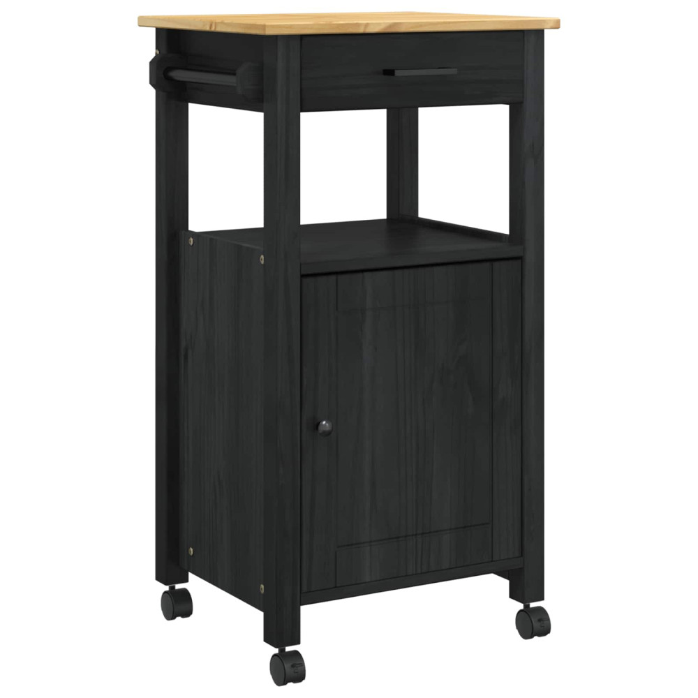 Produktbild för Köksvagn MONZA Svart 48 x 40 x 88,5 cm Massiv furu