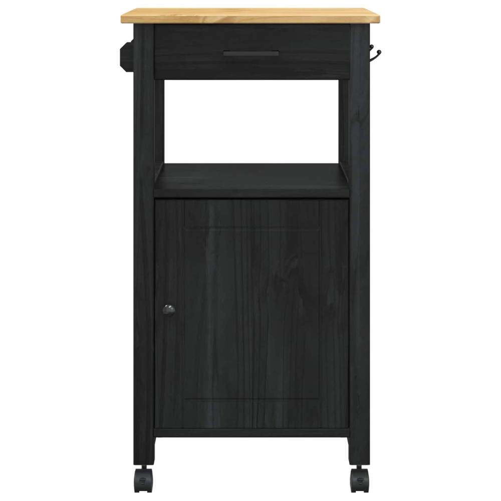 Produktbild för Köksvagn MONZA Svart 48 x 40 x 88,5 cm Massiv furu
