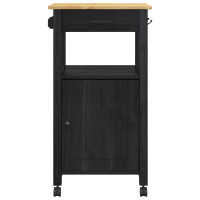 Produktbild för Köksvagn MONZA Svart 48 x 40 x 88,5 cm Massiv furu