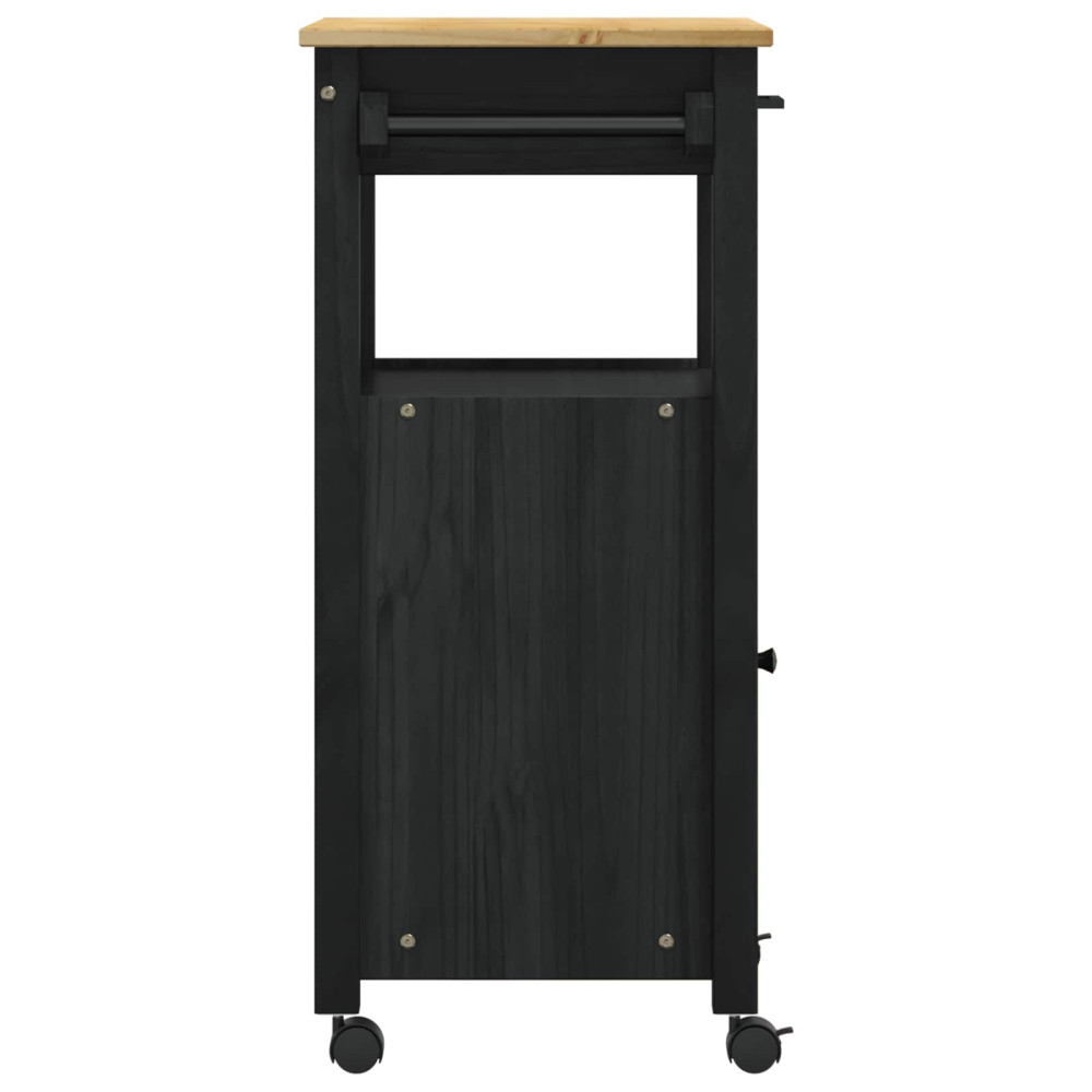 Produktbild för Köksvagn MONZA Svart 48 x 40 x 88,5 cm Massiv furu