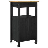 Produktbild för Köksvagn MONZA Svart 48 x 40 x 88,5 cm Massiv furu