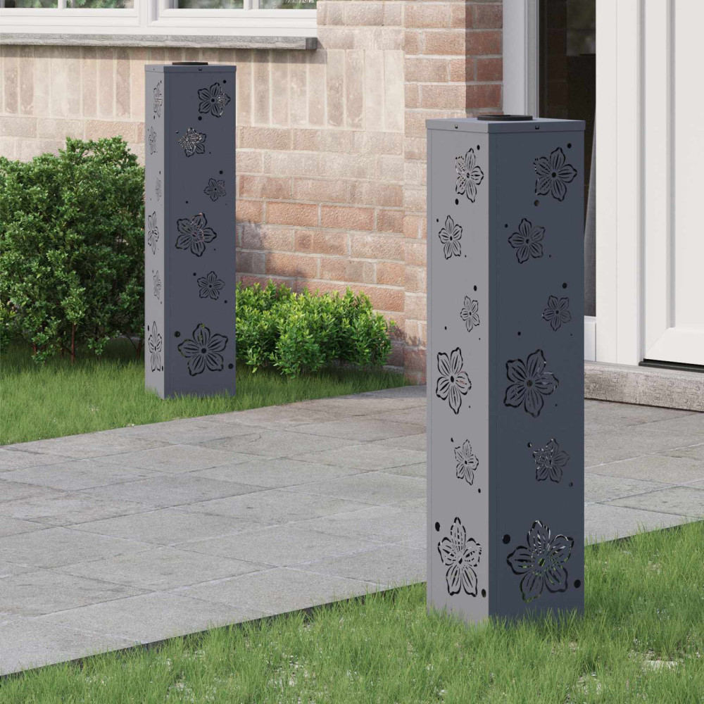 Produktbild för Solar LED Stig Ljus 2 pcs Antracit Kallvalsat stål