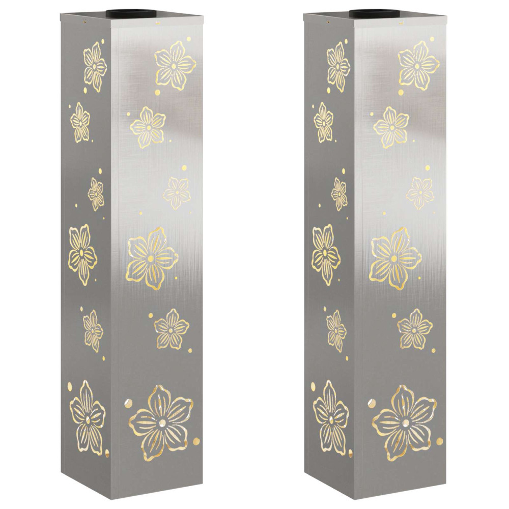 Produktbild för Solar LED Stig Ljus 2 pcs Silver Rostfritt stål